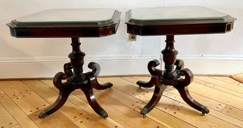 Regency Style Leather Top End Tables