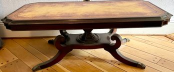 Regency Style Leather Top Coffee Table