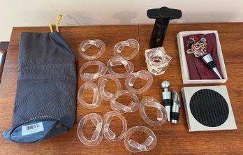 Lucite Love Knot Napkin Rings, Rasberry Napa Valley Wine Stopper And More
