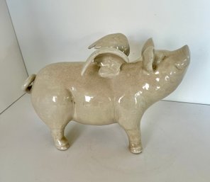 If Only Pigs Could Fly Ceramic Pig