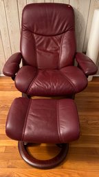 Ekornes Stressless Recliner With Ottoman Maroon Leather
