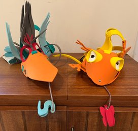 Moving Masks Made In Brazil: Tree Frog And Hoatzin