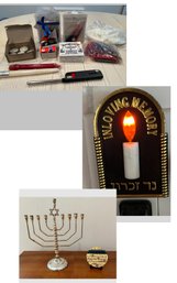Menorah, Candles, And Plug In Candle