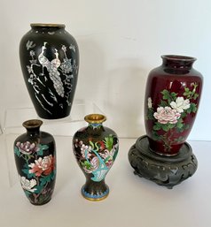 4 Cloisonn Vases