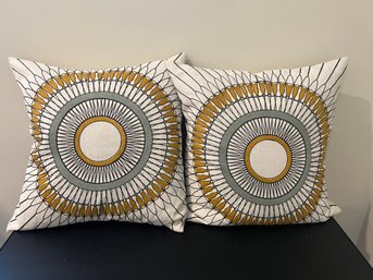 2- Orange And Grey Pillows