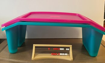 2-Pink/turquoise Lap Desk And Math Counting Frame