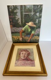 Leonards Nieves Original Oil Paintings: Tending Garden And Lady