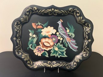 Metal Black Peacock Platter