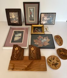 Small Framed Art: Inlay On Wood, Claude Monet And More