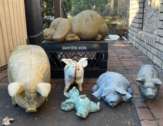 Outdoor Pigs: Metal, Wood, And Resin