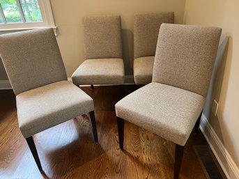 4-Crate And Barrel Beige Fabric Wood Legs Chairs