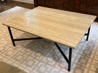 Travertine And Metal Coffee Table