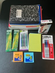 Office Lot 5: Notebooks, Pencils, Sharpies, Pens And Post Its