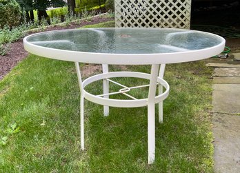 White Metal Glass Top Table