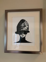 Lake Worth Art League Signed Alexandra Lithograph Lady, Crow, Hat (1)