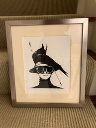 Lake Worth Art League Signed Alexandra Lithograph Lady, Crow, Hat (3)