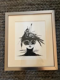 Lake Worth Art League Signed Alexandra Lithograph Lady, Crow, Hat (4)