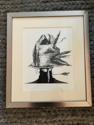 Lake Worth Art League Signed Alexandra Lithograph Lady, Crow, Hat (6)