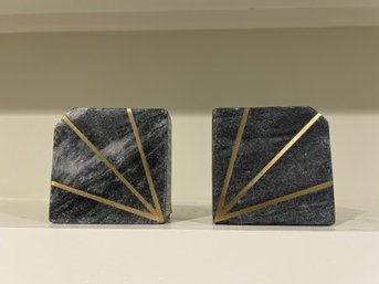 West Elm Handcrafted Grey Marble Bookends