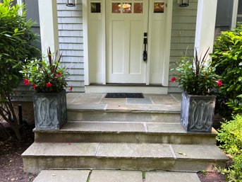 Outdoor Resin Planters With Live Flowers