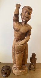 Carved Wood Pacific Islander Wood Statues