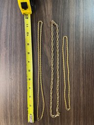 3 Gold Tone Rope Necklaces