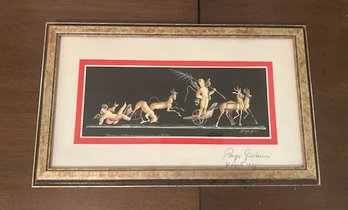 Clumsy Cherubs & Deer Corza Framed And Signed By Rago Giovanni-Made In Italy