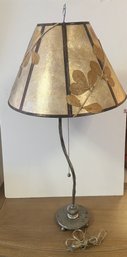 Hammered Chrome Lamp With Dried Leaves Shade