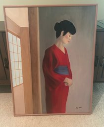 Asian Woman Painting By Elly Cohen