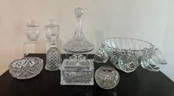 Crystal/cut Glass: Decanters, Jars, Punch Bowl, Trinket Box And More