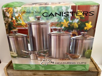 Set Of 4 Stainless Steel Canisters. Never Used.