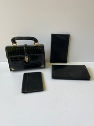 2- Wallets, 1 Clutch And Black Bag