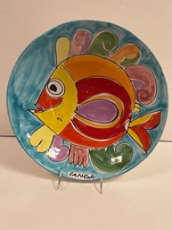 La Musa Handmade In Italy Colorful Fish Plate.