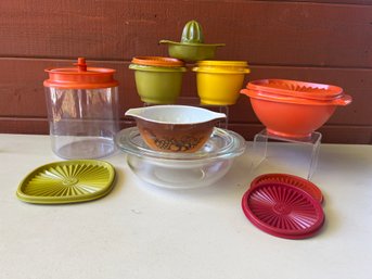 Vintage Pyrex, And Plastic Tupperware