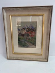 Nicely Framed Watercolor Signed TB