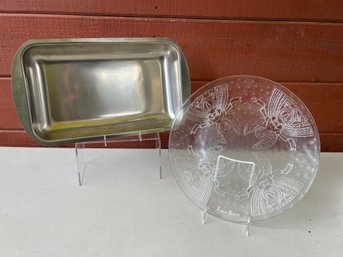 Stainless Steel Made In Denmark And Neiman Marcus Angel Glass Platter