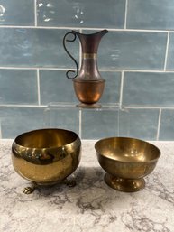 Brass Planters And Finland Copper And Brass Urn