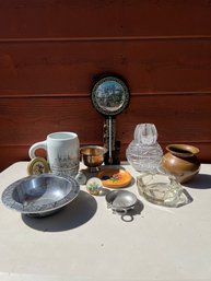 Polish Crystal, Royal Bavaria Stein, Brass, Salzburg Thermometer, Paperweight And More