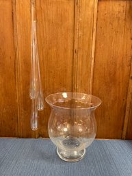 3- Handblown Glass Wind Chimes And Glass Footed Vase
