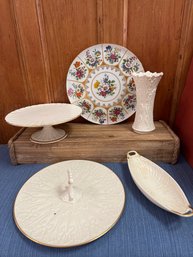 Lenox Cake Stand, Pastry Platter, Vase And Germany Platter