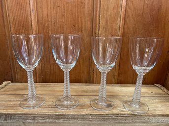 4 Textured Stem Wine Glasses