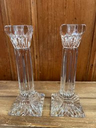 Waterford 8 Column Crystal Candlestick Pair