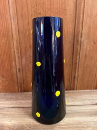 B.a.g. Czech Republic Cobalt Blue/yellow Polka Dot Vase