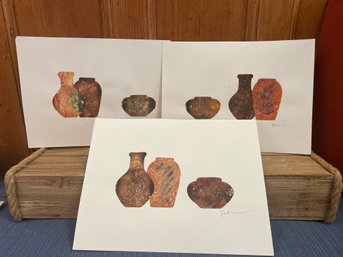 3- Pottery Still Life Paintings: Signed