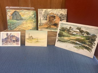 5 Barn Scenes Original Art By Murphy, Randell, Stewart And More