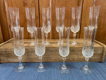 10 Crystal Champagne Glasses