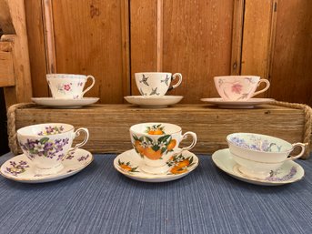 6 Tea Cups/saucers: Tuscan, Paragon, And Shelley