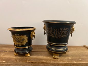 2-Vintage Lenwile Ardalt Artware Ceramic Footed Cache Planter/Vase * Handpainted