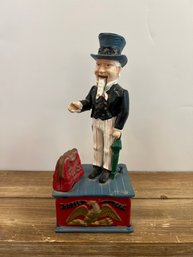Vintage Cast Iron Uncle Sam Mechanical Coin Bank
