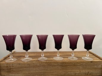 6- Etched Amethyst Cordial Glasses